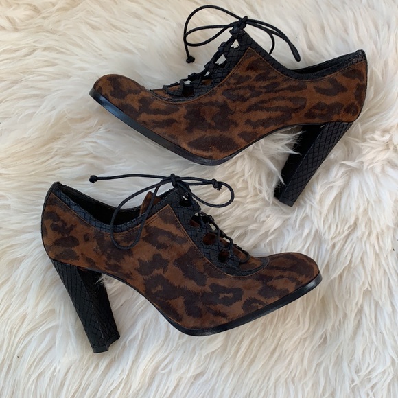 Stuart Weitzman | Snake Leather/Suede LaceUp Heels - Picture 2 of 6